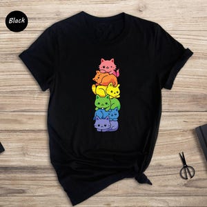 Lgbtq Pride T-Shirt: Rainbow Kitten Design, Subtle LGBTQIA Symbols | Cotton Blend, Unisex Fit, Multiple Sizes