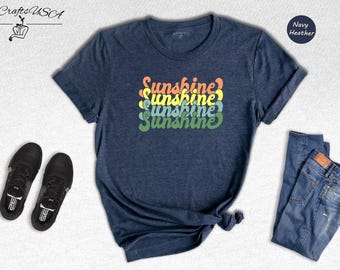 Retro Sunshine Tee - Family Matching Shirt, Vintage Camping Graphic - Cotton Blend, Travel and Hiking Wear