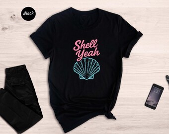 Seashell Shirt Funny Summer Tee: Sassy Coastal Design, Soft Cotton Blend | Breathable Fit, Unisex Sizes XS-XXL