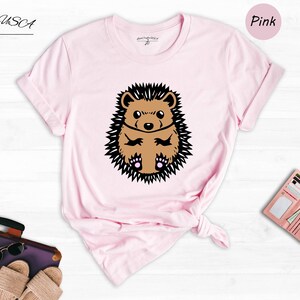 Hedgehog Shirt Cute Drawing Tee: Whimsical Animal Lover Design, Soft Cotton (Unisex Sizes S-XXL, Multiple Colors) image 2