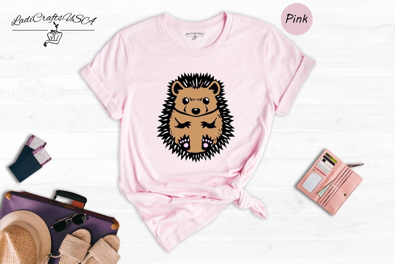 Hedgehog Shirt Cute Drawing Tee: Whimsical Animal Lover Design, Soft Cotton (Unisex Sizes S-XXL, Multiple Colors) image 2