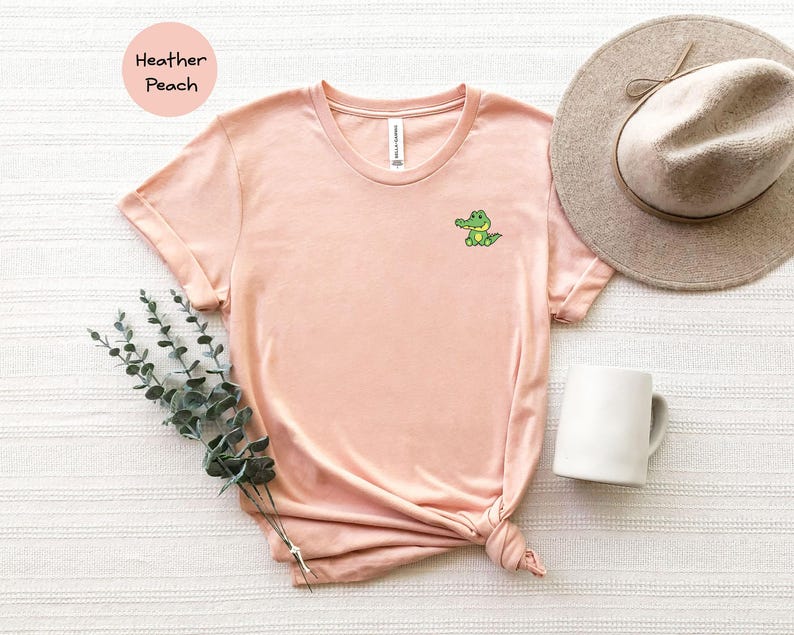 Pocket Crocodile Tee: Happy Sitting Crocodile - Cotton Blend, Unisex Casual Shirt, Relaxed Fit for Men and Women image 6