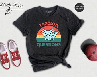 Retro Axolotl Shirt - Funny Animal Tee - Soft Cotton Fabric, Relaxed Fit, Casual Everyday Wear