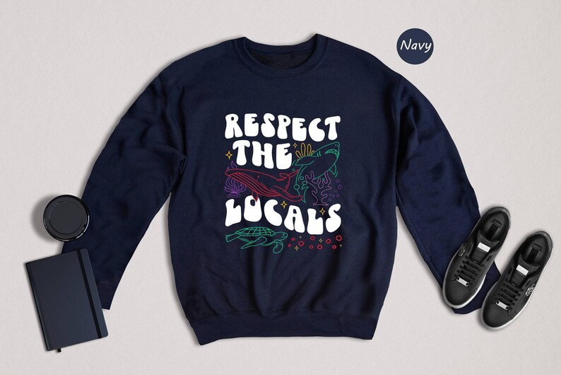 Whale Shark Tshirt Casual Tee, Respect The Locals Print (Unisex XS-XXL, Relaxed Fit, Cotton Blend) imagem 8