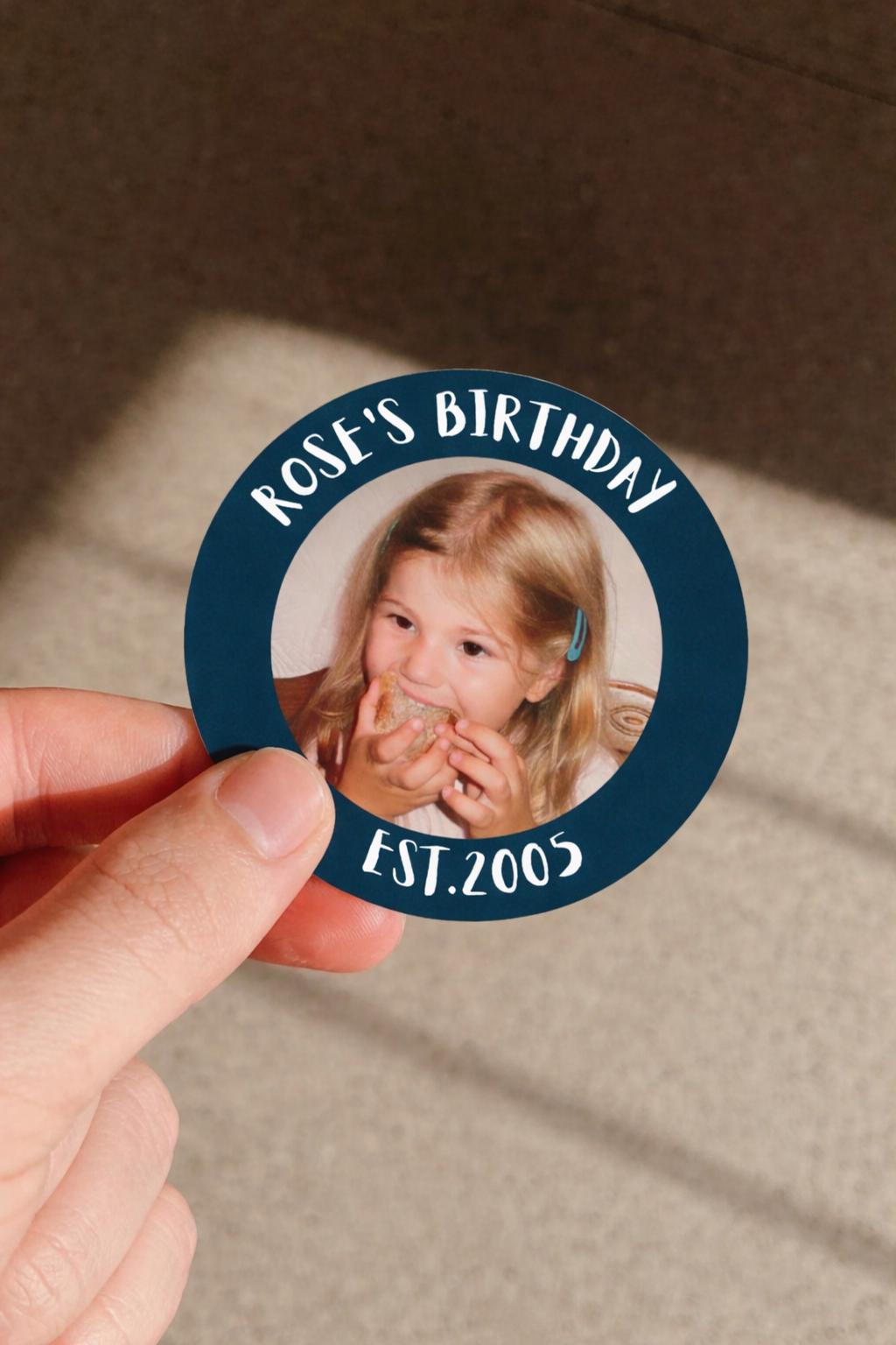 Custom 21st Photo Stickers, Twenty First Birthday Sticker, Personalized ...