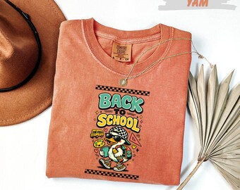 Chemise Comfort Colors® pour la rentrée des classes T-shirt graphique canard rétro cool pour enfants, enseignant, cadeau étudiant, T-shirt amusant de style vintage