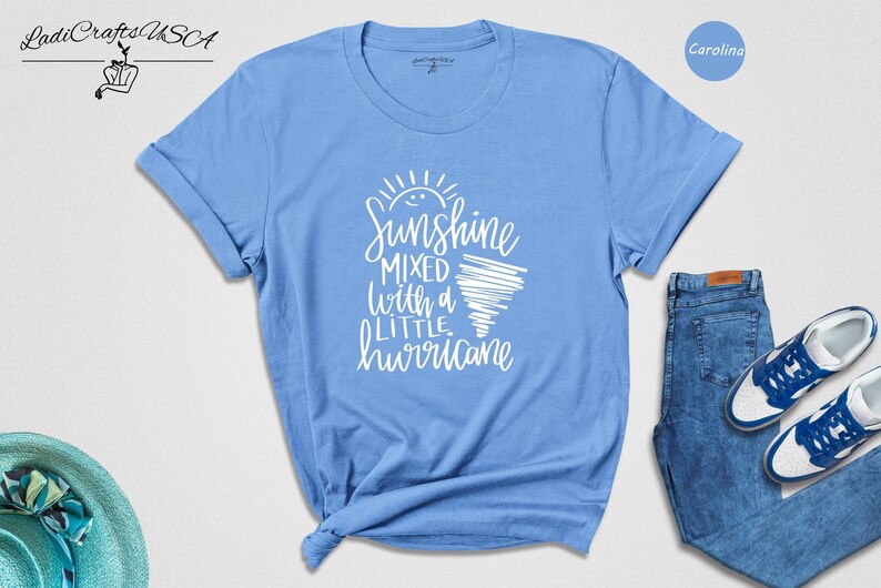 Sassy Girl Shirt Graphic Tee: Sunshine Hurricane Theme, Cotton Blend Casual Wear (Unisex S-XXL, Relaxed Fit) zdjęcie 1