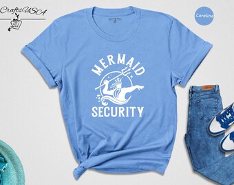 Mermaid Security Tee - Family Dad Birthday Shirt - Cotton Blend, Relaxed Fit, Unisex Adult Sizes