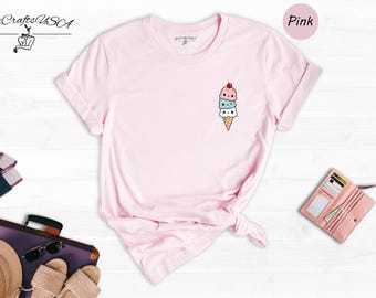 Ice Cream Shirt Kawaii Tee: Cute Summer Graphic, Cotton Blend (Unisex Sizes XS-XXL, Soft Fabric)