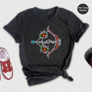 Floral Bow And Arrow T-shirt, Bow Hunting Dad Gift, Arrow Bow Sport Lover Shirt, Boys Girls Bowman Tee, Cute Birthday Gift