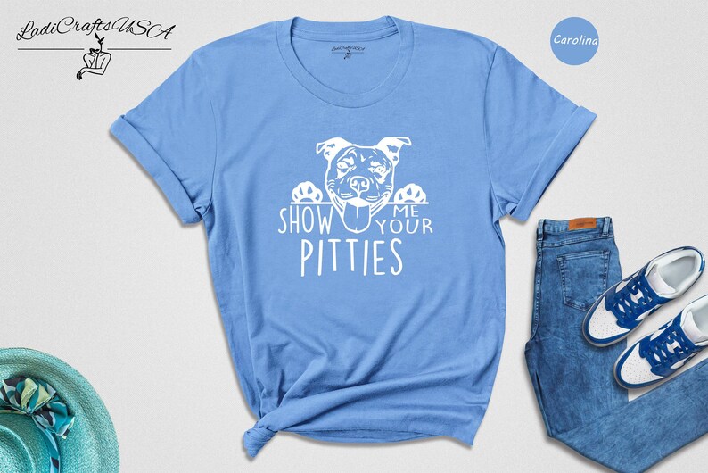 Show Me Your Pitties Shirt, Funny Pitbull Dog Mom Tee, Pit Bull Lover Gift for Women, Cute Dog Face Graphic Unisex T-Shirt image 3