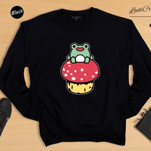 Cute Frog Mushroom Shirt, Kawaii Frog Tee, Cottagecore Animal Lover Gift, Funny Nature Shirt for Women image 7