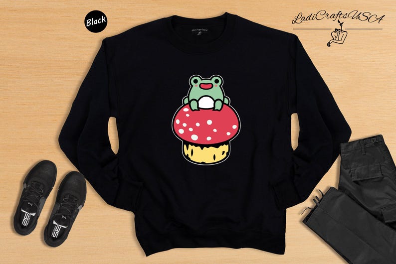 Cute Frog Mushroom Shirt, Kawaii Frog Tee, Cottagecore Animal Lover Gift, Funny Nature Shirt for Women image 7