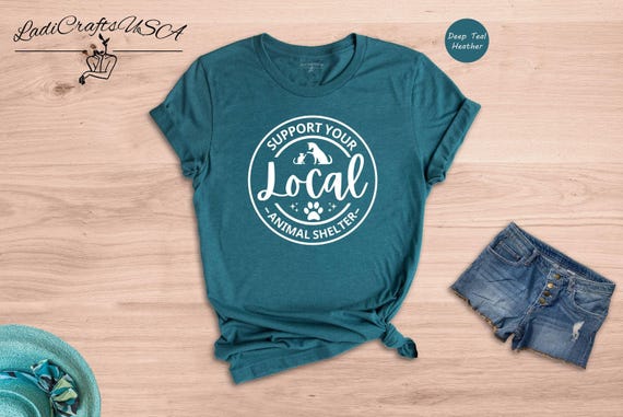 Animal Shelter Gift Tee: Support Local Rescue, Positive Animal Print (Unisex Sizes S-XXL, Soft Cotton Blend)