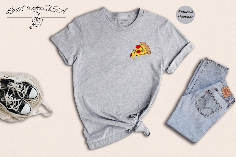 Funny Pizza Slice Shirt - Food Lover T-Shirt Pocket Print - Cotton Blend, Unisex Fit, Casual Style image 2