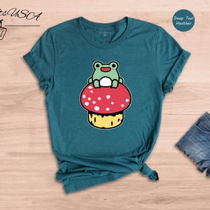 Cute Frog Mushroom Shirt, Kawaii Frog Tee, Cottagecore Animal Lover Gift, Funny Nature Shirt for Women image 5