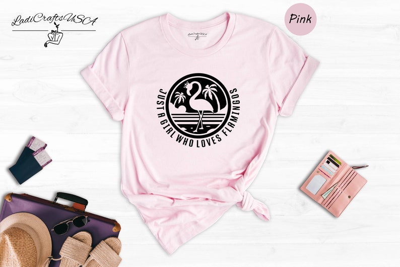 Just a Girl Who Loves Flamingo Shirt, Flamingo T-shirt, Flamingo Lover Tee, Flamingo Lover Gift, Animal Lover Shirt, Animal Lover Gift image 1