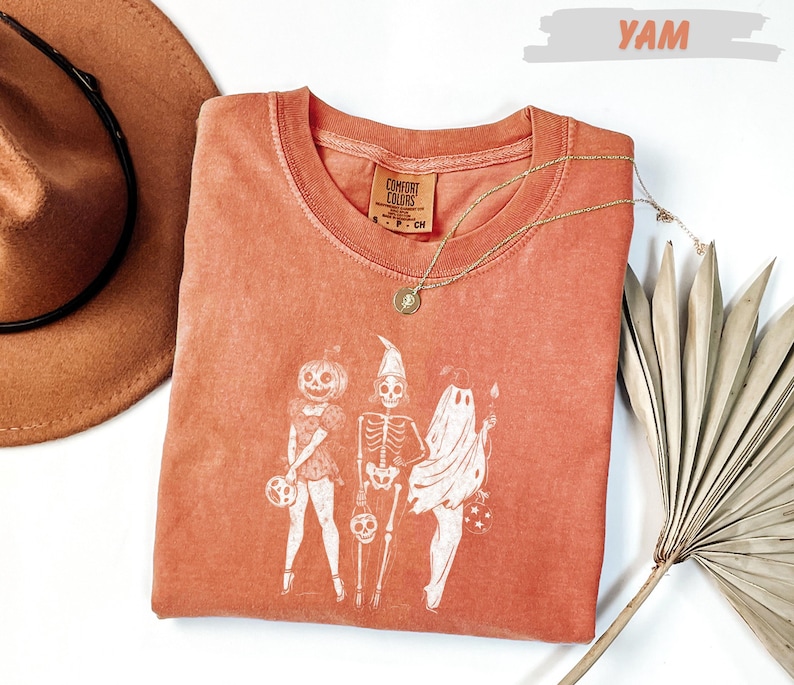 Spooky Girl Squad Skeleton Ghost Tee: Vintage Halloween Design, Comfort Colors Shirt | Unisex Cotton, Relaxed Fit | Multiple Sizes image 7
