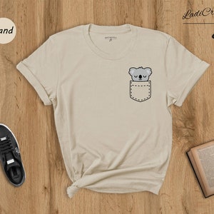Koala Pocket Shirt, Koala Shirt, Koala Lover Tee, Funny T-Shirt, Koala Kid&#39;s Shirt, Animal Pocket Tee, Cute Koala Shirt