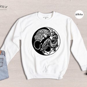 Tiger Dragon Yin Yang Shirt, Japanese Tattoo Style Graphic Tee, Asian Art Unisex T-Shirt, Gift for Tiger Dragon Lovers image 8