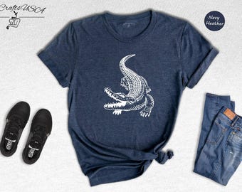 Crocodile Shirt: Funny Alligator Graphic Tee - Animal Lover Gift, Cotton Blend, Relaxed Fit Unisex T-Shirt