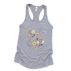 Floral Tank Top: Vintage Wildflower Design, Cottagecore Boho Shirt | Cotton Blend, Relaxed Fit | XS-XL image 5