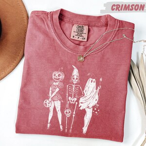 Spooky Girl Squad Skeleton Ghost Tee: Vintage Halloween Design, Comfort Colors Shirt | Unisex Cotton, Relaxed Fit | Multiple Sizes image 3