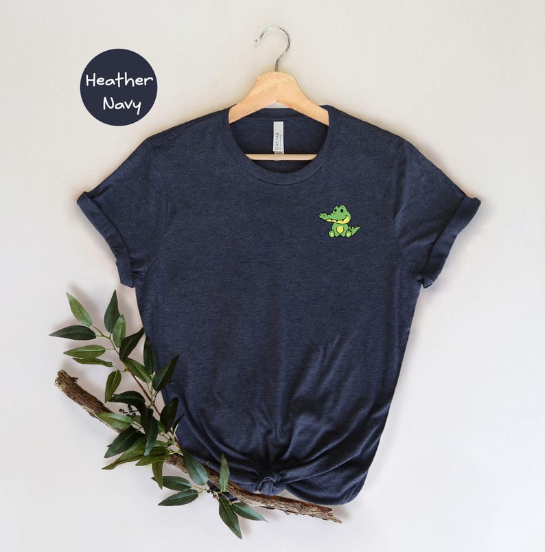 Pocket Crocodile Tee: Happy Sitting Crocodile - Cotton Blend, Unisex Casual Shirt, Relaxed Fit for Men and Women image 3