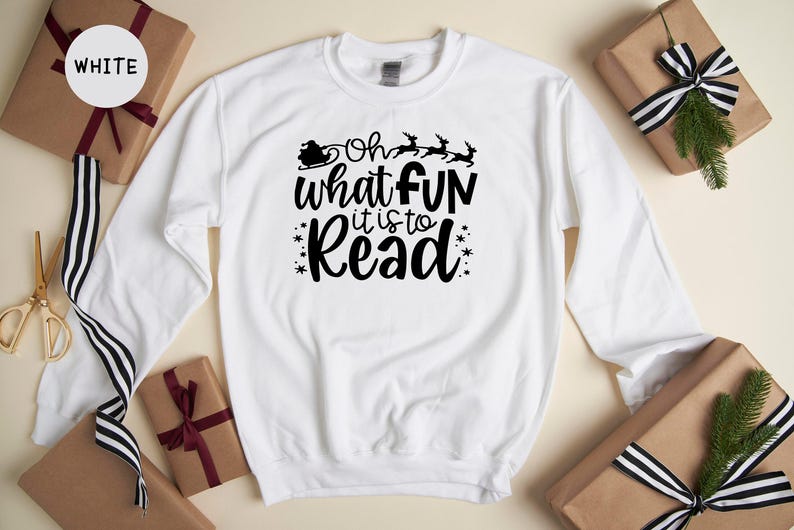 Oh What Fun It Is To Read Shirt, Christmas Santa Reindeer Tee, Teacher Librarian Gift, Holiday Reading Lover T-Shirt image 5