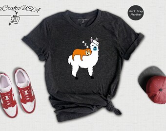 Funny Sloth Shirt Animal Lover Tee, Sloth Riding Llama Illustration (Unisex XS-XXL, Cotton Blend, Relaxed Fit)