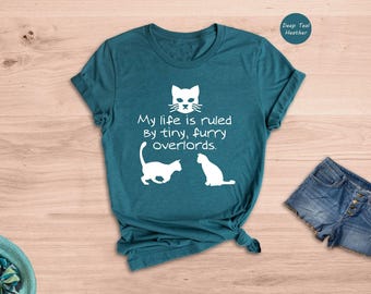 Overlords Cat Shirt Statement Tee: Cute Furry Cats Theme, Soft Cotton Blend (Unisex Sizes, Casual Wear)