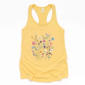 Floral Tank Top: Vintage Wildflower Design, Cottagecore Boho Shirt | Cotton Blend, Relaxed Fit | XS-XL image 8