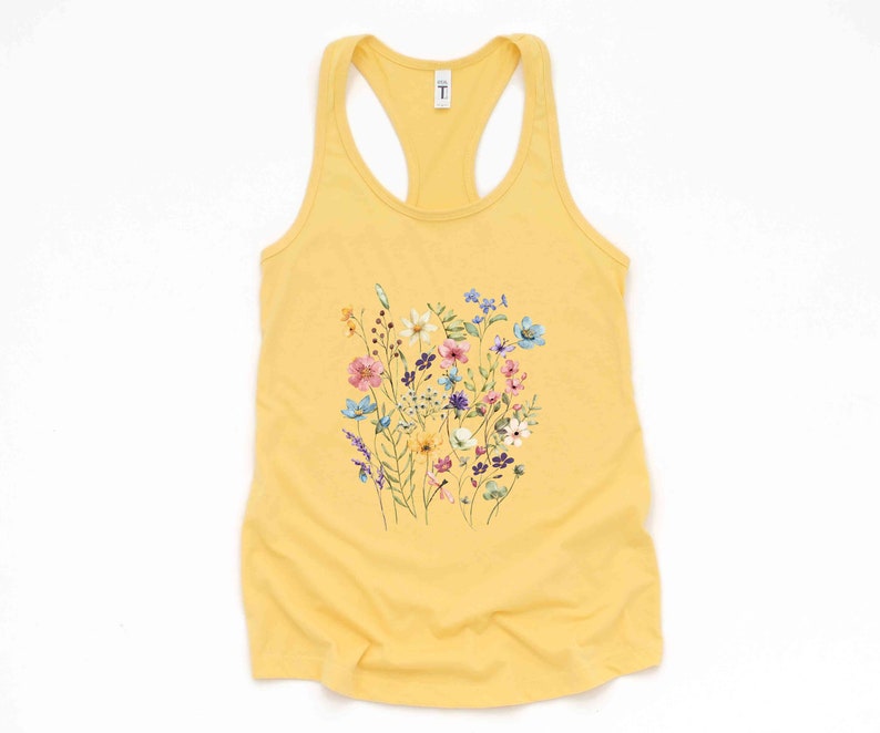 Floral Tank Top: Vintage Wildflower Design, Cottagecore Boho Shirt | Cotton Blend, Relaxed Fit | XS-XL image 8
