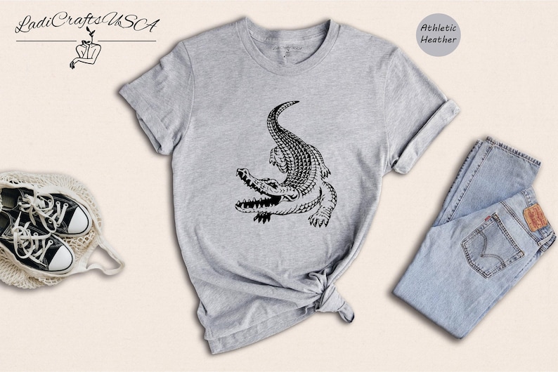 Crocodile Shirt: Funny Alligator Graphic Tee - Animal Lover Gift, Cotton Blend, Relaxed Fit Unisex T-Shirt image 2