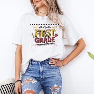 Custom First Grade Teacher Shirt, Teacher Tee, Personalized Teacher, Teacher Appreciation, Back to School, New Teacher Gift