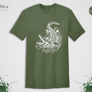 Alligator With Flowers Shirt, Animal Shirt, Wild Alligator T-shirt, Funny Animal Shirt,  Crocodile Lover Tee, Animal Crocodile T-Shirt