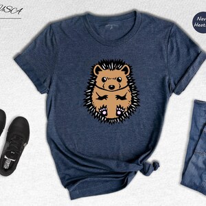 Hedgehog Shirt Cute Drawing Tee: Whimsical Animal Lover Design, Soft Cotton (Unisex Sizes S-XXL, Multiple Colors) image 3