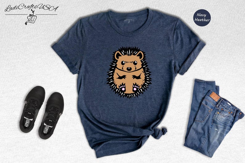 Hedgehog Shirt Cute Drawing Tee: Whimsical Animal Lover Design, Soft Cotton (Unisex Sizes S-XXL, Multiple Colors) image 3