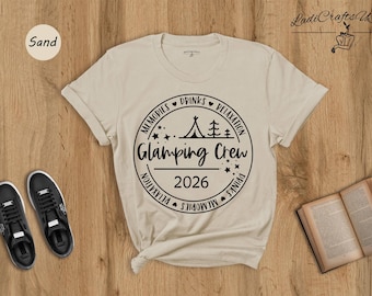 Glamping Crew 2026 T-Shirt, Girls Camping Trip Shirt, Glamping Shirt, Camper T-Shirt, Outdoor Shirt, Camping Outfit, Girls Weekend Shirt