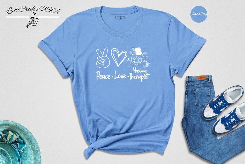 Peace Love Massage Shirt, Massage Therapist, Funny Massage T-Shirt, Therapist Gift, Massage Therapy Gift, Massage Gift, Massage Shirt image 1