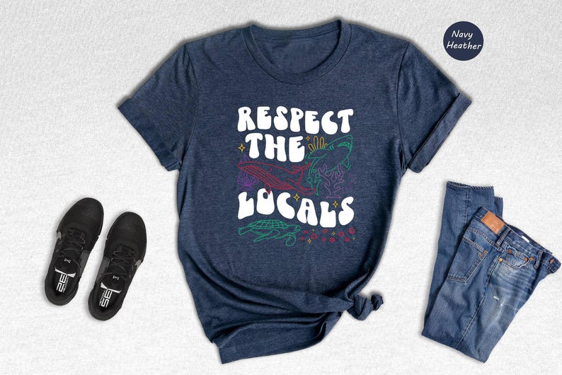 Whale Shark Tshirt Casual Tee, Respect The Locals Print (Unisex XS-XXL, Relaxed Fit, Cotton Blend) imagem 5