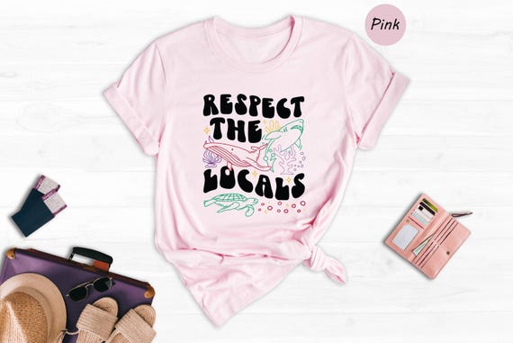 Whale Shark Tshirt Casual Tee, Respect The Locals Print (Unisex XS-XXL, Relaxed Fit, Cotton Blend)