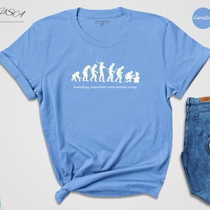 Computer Monkey Shirt: De-Evolution Design - Bad Technology Theme, Casual Wear, Cotton Blend