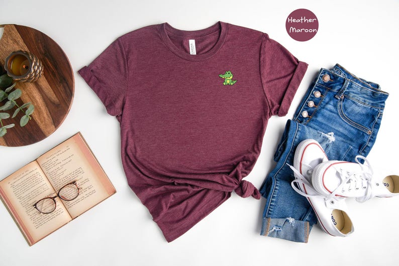 Pocket Crocodile Tee: Happy Sitting Crocodile - Cotton Blend, Unisex Casual Shirt, Relaxed Fit for Men and Women image 5