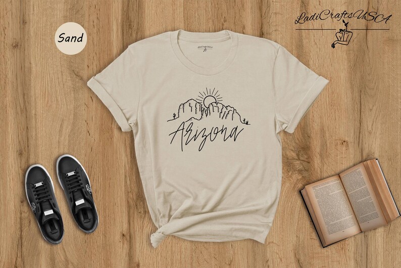 Desert Shirt Vintage Arizona Tee: Cactus Scene Graphic - Cotton Blend, Unisex, Relaxed Fit, Pre-Shrunk Material image 8