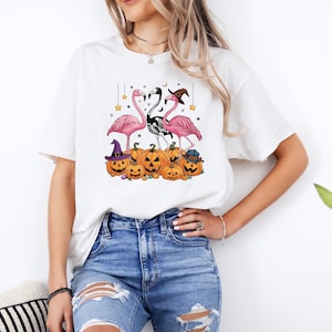 Halloween Flamingo Shirt, Halloween Shirt, Happy Halloween, Retro Spooky Season, Pumpkin Patch Shirt, Flamingo Halloween T-shirts