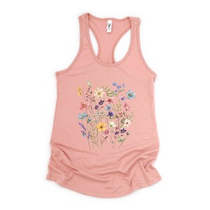 Floral Tank Top: Vintage Wildflower Design, Cottagecore Boho Shirt | Cotton Blend, Relaxed Fit | XS-XL image 6