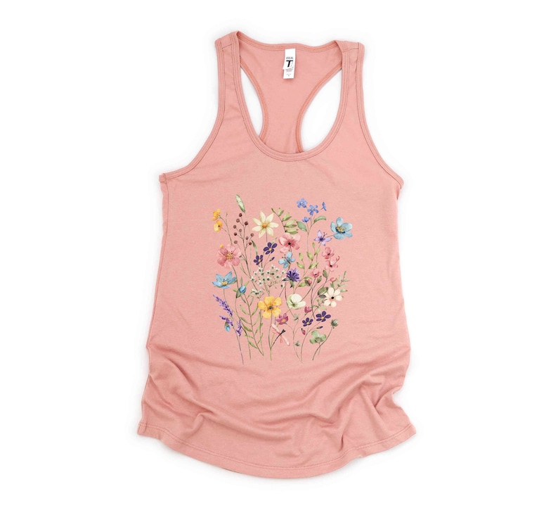 Floral Tank Top: Vintage Wildflower Design, Cottagecore Boho Shirt | Cotton Blend, Relaxed Fit | XS-XL image 6