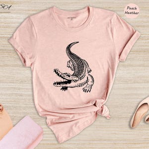 Crocodile Shirt: Funny Alligator Graphic Tee - Animal Lover Gift, Cotton Blend, Relaxed Fit Unisex T-Shirt image 6