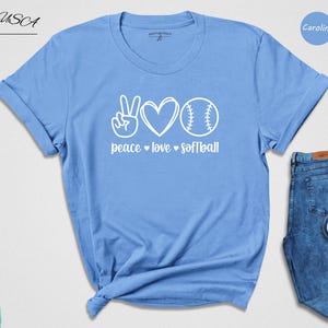Peace Shirt Softball T-shirt: Cute Mom Design - 100% Cotton, Pre-shrunk Fabric, Casual Sportswear image 3
